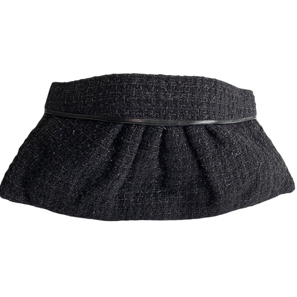 Lauren Merkin Clutch Black Gray Tweed Sparkle - Picture 1 of 10